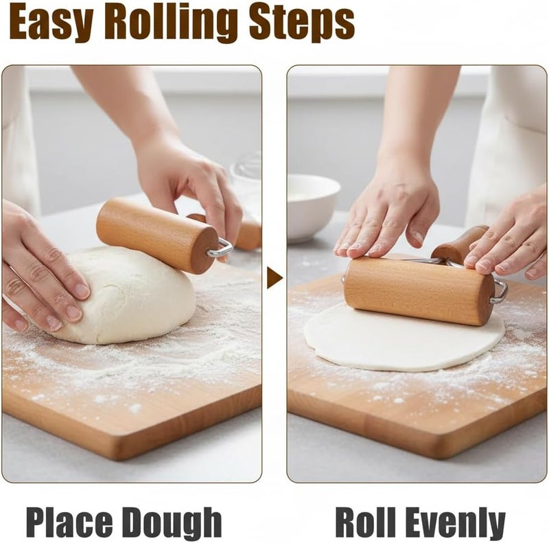 Kodrily Small Rolling Pin, Pizza Dough Roller, Non Stick Wood Pastry Roller, Kitchen Wooden Rolling Pins for Baking Cooking Cookie Bread Tortilla Dumpling Fondant Clay (Style 2) - Image 3